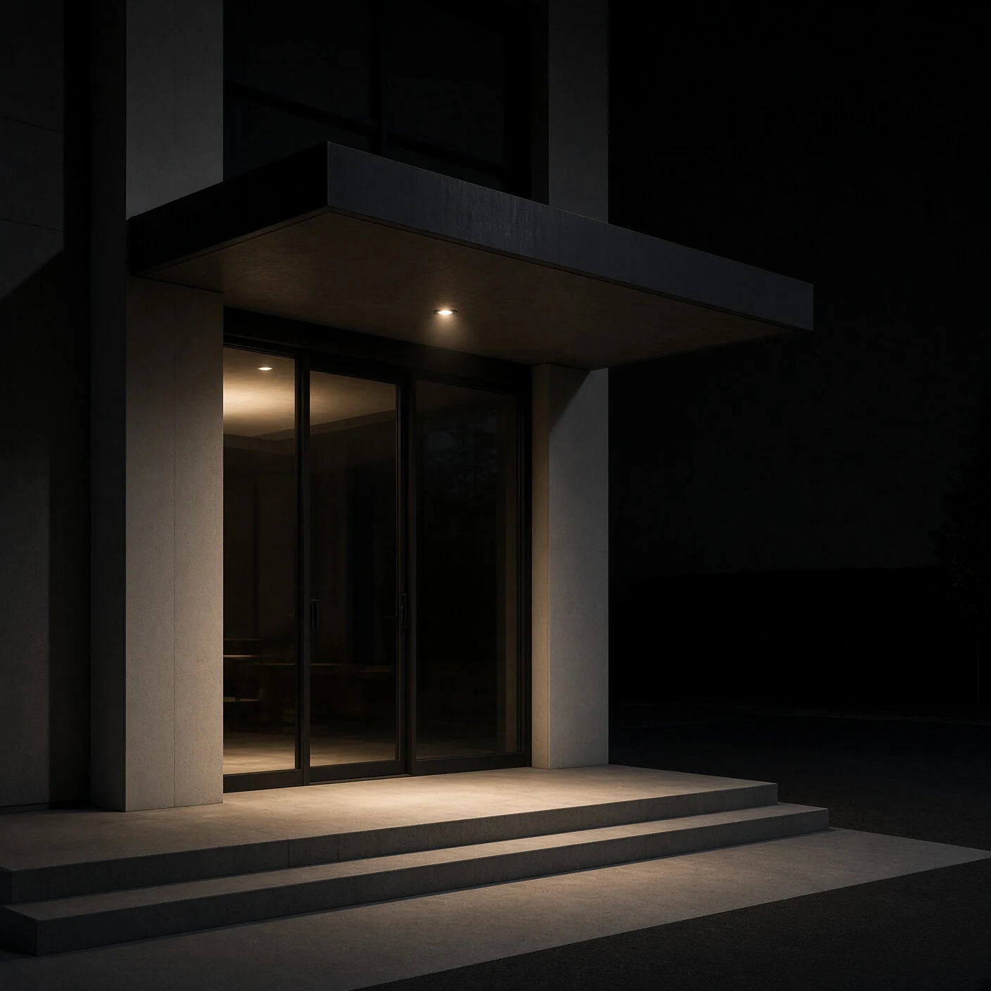 Commercial entrance with natural light.
